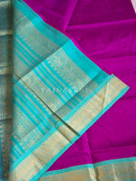 Load image into Gallery viewer, Handloom Kanchipuram Silk Cotton Saree : Purple x Light Teal

