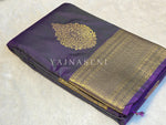 Load image into Gallery viewer, Semi Kanchi Silk x Gold Zari Saree - Aurora Borealis Purple
