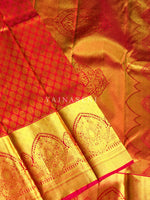 Load image into Gallery viewer, VERMILLION VIBE - Pure Kanjivaram Silk Saree with Gold Zari
