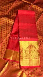 Load image into Gallery viewer, VERMILLION VIBE - Pure Kanjivaram Silk Saree with Gold Zari
