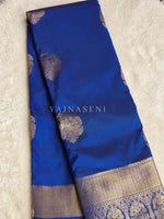 Load image into Gallery viewer, Monochrome Series : Semi Kanchi Silk Saree - Blue
