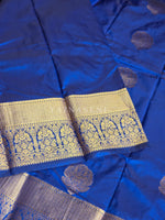 Load image into Gallery viewer, Monochrome Series : Semi Kanchi Silk Saree - Blue
