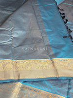 Load image into Gallery viewer, Vaira oosi x Checkered Saree - Teal Blue
