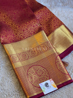 Load image into Gallery viewer, CRIMSON SYMPHONY - Pure Kanjivaram Silk Saree with Gold Zari

