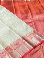 Load image into Gallery viewer, SUNLIT HORIZON - Pure Kanjivaram Silk Saree with Light Gold Zari
