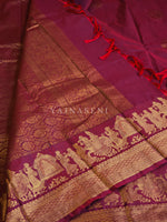 Load image into Gallery viewer, Pallakku Series : Semi Kanchi Silk Saree - Mulberry
