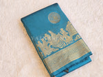 Load image into Gallery viewer, Pallakku Series : Semi Kanchi Silk Saree - Teal Blue
