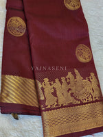 Load image into Gallery viewer, Pallakku Series : Semi Kanchi Silk Saree - Maroon
