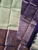 Load image into Gallery viewer, OCEAN WHISPER - Pure Kanjivaram Silk Saree with Light Gold Zari
