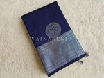 Load image into Gallery viewer, Semi Soft Silk Silver Zari Saree - Dark Blue
