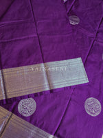 Load image into Gallery viewer, Semi Soft Silk Silver Zari Saree - Purple
