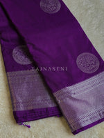 Load image into Gallery viewer, Semi Soft Silk Silver Zari Saree - Purple
