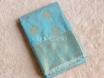 Load image into Gallery viewer, Semi Soft Silk Light Gold Zari Saree - Pastel Blue
