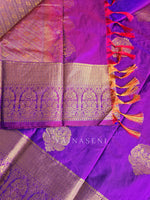Load image into Gallery viewer, Monochrome Series : Semi Kanchi Silk Saree - Purple Garnet
