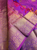 Load image into Gallery viewer, Monochrome Series : Semi Kanchi Silk Saree - Purple Garnet
