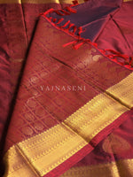 Load image into Gallery viewer, Soft Silk x Gold Zari Saree - Rosewood
