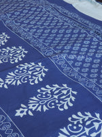 Load image into Gallery viewer, Mulmul Cotton Handblock Printed Saree : Persian Blue
