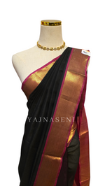 Load image into Gallery viewer, Kanchipuram Silk Cotton Saree : Black x Berry
