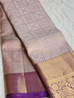 Load image into Gallery viewer, SMOKEY HARMONY - Pure Kanjivaram Silk Saree with Gold Zari
