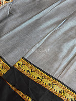 Load image into Gallery viewer, Narayanpet Mercerised Cotton Saree : Grey x Black

