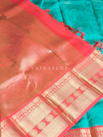 Load image into Gallery viewer, SUNLIT REEF - Pure Kanjivaram Silk Saree with Light Gold Zari
