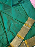 Load image into Gallery viewer, Minimalist Semi Silk Saree x Gold Zari - Emerald
