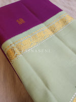 Load image into Gallery viewer, Amaranth x Mint - Pure Kanjivaram Silk Saree with Gold Zari
