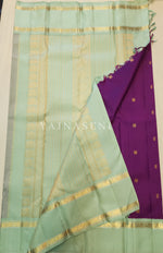 Load image into Gallery viewer, Amaranth x Mint - Pure Kanjivaram Silk Saree with Gold Zari
