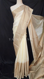 Load image into Gallery viewer, Linen Silk Saree - Ivory

