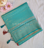 Load image into Gallery viewer, Banarasi Brocade Soft Silk Saree - Turquoise x Maroon
