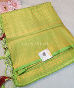 Load image into Gallery viewer, Banarasi Brocade Soft Silk Saree - Lime x Maroon
