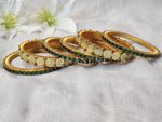 Load image into Gallery viewer, Bangle stack - Silk Thread , Kundan &amp; Lakshmi : Gold x Green
