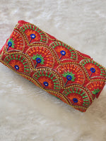 Load image into Gallery viewer, Peacock - Aari work blouse material : RED
