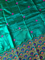 Load image into Gallery viewer, Peacock - Aari work blouse material : PEACOCK GREEN
