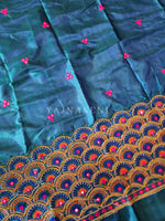 Load image into Gallery viewer, Peacock - Aari work blouse material : PEACOCK BLUE
