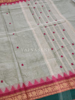 Load image into Gallery viewer, Kanchipuram Pure Cotton saree - Sage Grey x Magenta x Grey

