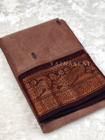 Load image into Gallery viewer, Kanchipuram Pure Cotton x Copper zari saree - Mocha
