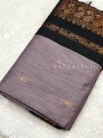 Load image into Gallery viewer, Kalyani Cotton Saree - Copper Zari : Ashpurple x Black
