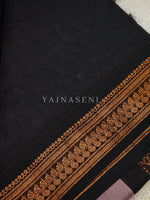 Load image into Gallery viewer, Kalyani Cotton Saree - Copper Zari : Ashpurple x Black
