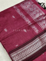 Load image into Gallery viewer, Kalyani Cotton Saree - Silver Zari : Berry x Wine
