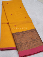 Load image into Gallery viewer, Kanchipuram Pure Cotton x Copper zari saree - Canary
