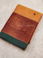 Load image into Gallery viewer, Kanchipuram Pure Cotton x Copper zari saree - Santhanam / Sandalwood

