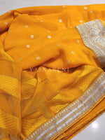 Load image into Gallery viewer, Banarasi x Georgette Saree - Yellow x Silver

