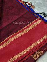 Load image into Gallery viewer, Kalyani Cotton x Peacock Saree : Navy Blue x Maroon
