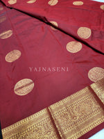 Load image into Gallery viewer, Semi Soft Silk Gold Zari Saree - Deep Red
