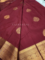Load image into Gallery viewer, Semi Silk Kanchipuram Saree - Crimson
