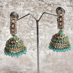 Load image into Gallery viewer, C-hoop ring jhumkas - Light Blue
