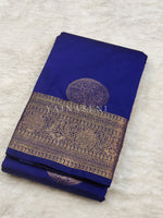 Load image into Gallery viewer, Semi Soft Silk Gold Zari Saree - Blue
