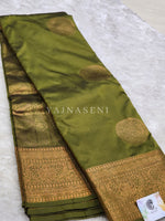 Load image into Gallery viewer, Semi Soft Silk Copper Zari Saree - Olive
