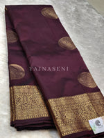Load image into Gallery viewer, Semi Soft Silk Gold Zari Saree - Wine
